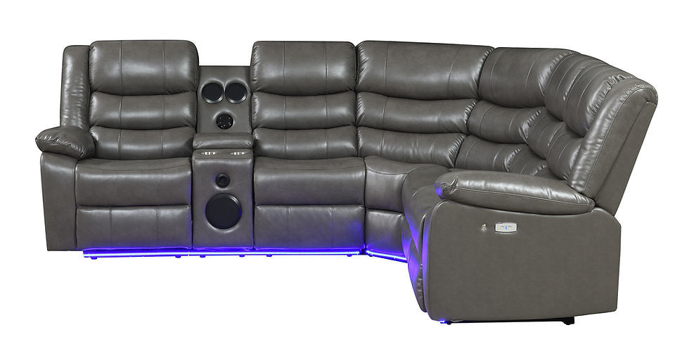 Sonic Power Reclining Sectional (Grey)