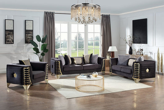 Donovan Living room set (Black & Gold)
