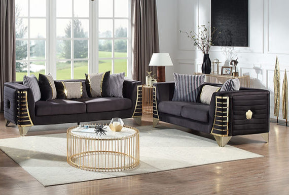 Donovan Living room set (Black & Gold)