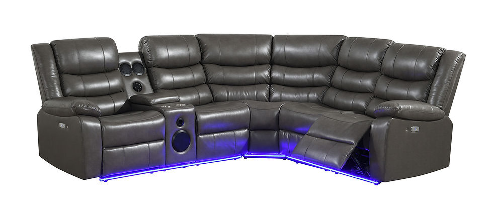 Sonic Power Reclining Sectional (Grey)