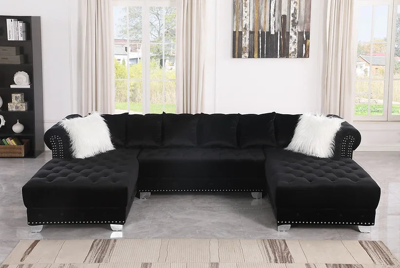 Jordan Black Sectional Double Chaise