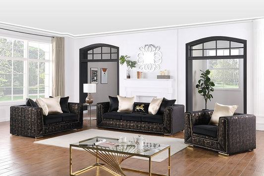 Konya Living room set (Black & Gold)