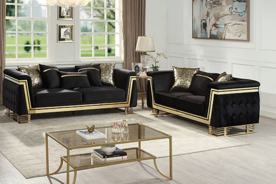 Ashton Living room set (Black & Gold)