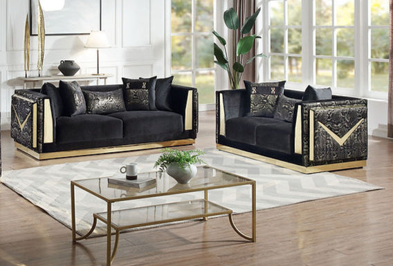 Monaco Living room set (BLACK & Gold)