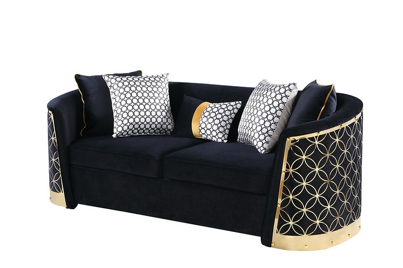 Athena Living room set (Black & Gold)