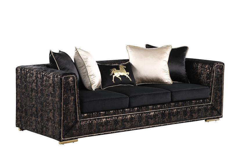 Konya Living room set (Black & Gold)