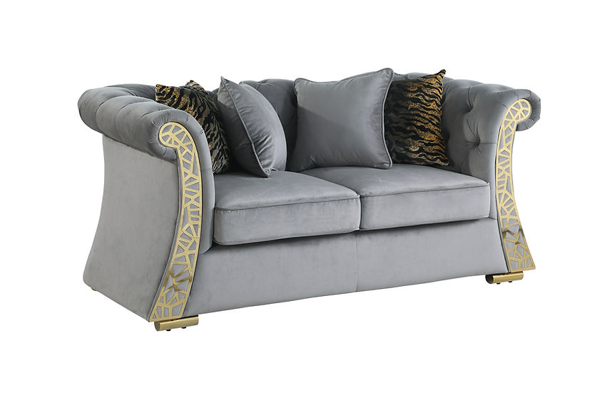 Curamo Living room set (Grey & Gold)