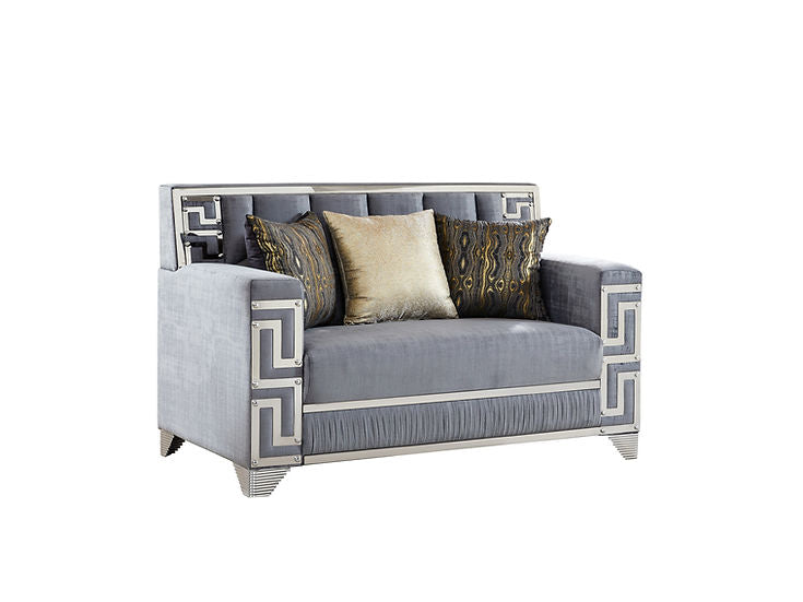 Hira Living room set (Grey & Silver)