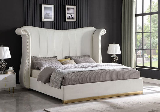 Luna Platform Bed Velvet Cream / Gold