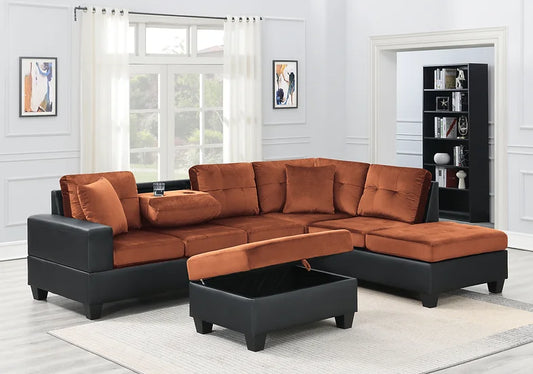 Grand Brown Sectional & Ottoman