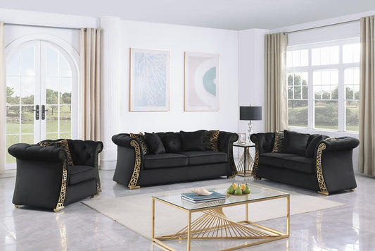 Curamo Living room set (Black & Gold)