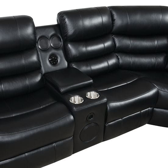 Sonic Power Reclining Sectional (Black)