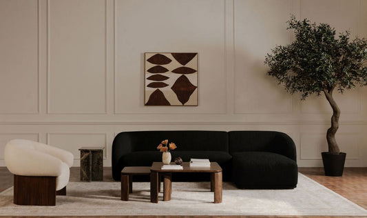 Faye Right Sectional Black Boucle