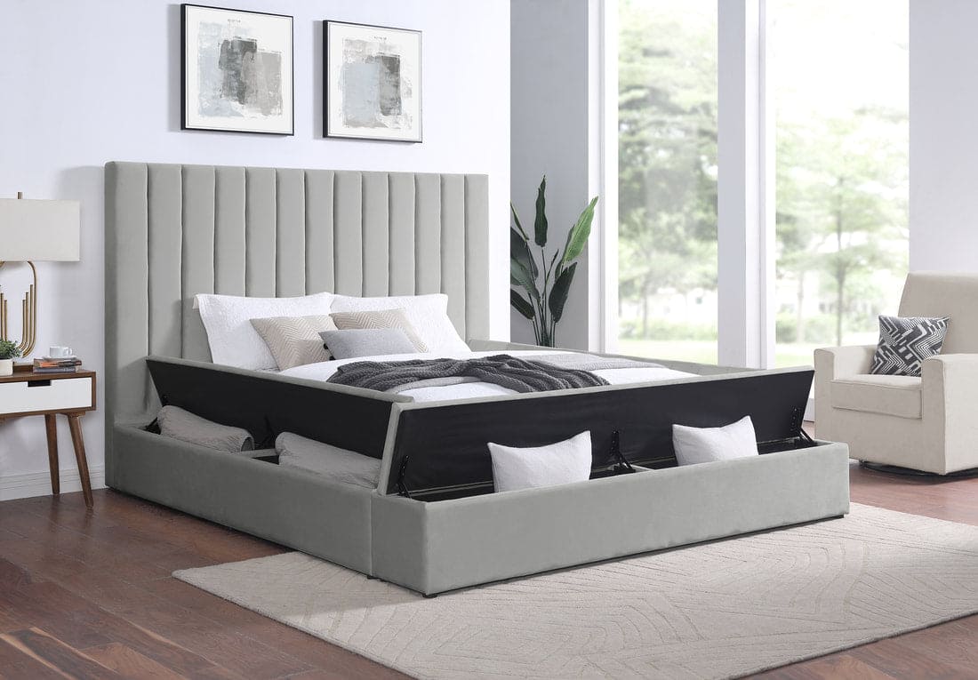 France Grey Platform Bed