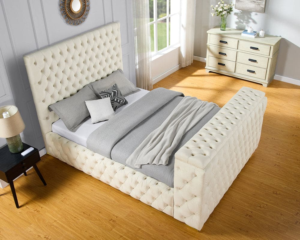 Future Beige Platform Bed - Queen, King **NEW ARRIVAL** Fireplace