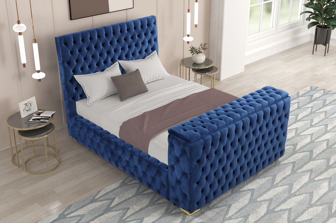 Future Blue Platform Bed - Queen, King **NEW ARRIVAL** Fireplace