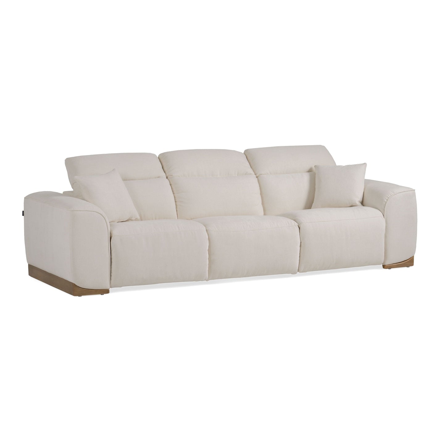 Modern Off-White Fabric Sofa With 2 Power Recliners