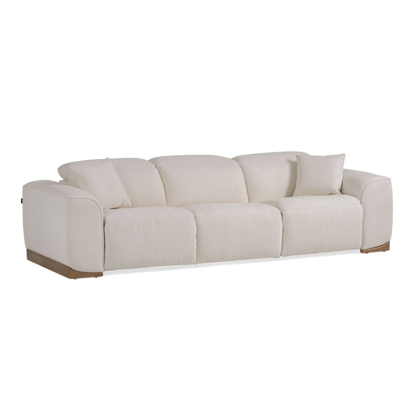 Modern Off-White Fabric Sofa With 2 Power Recliners