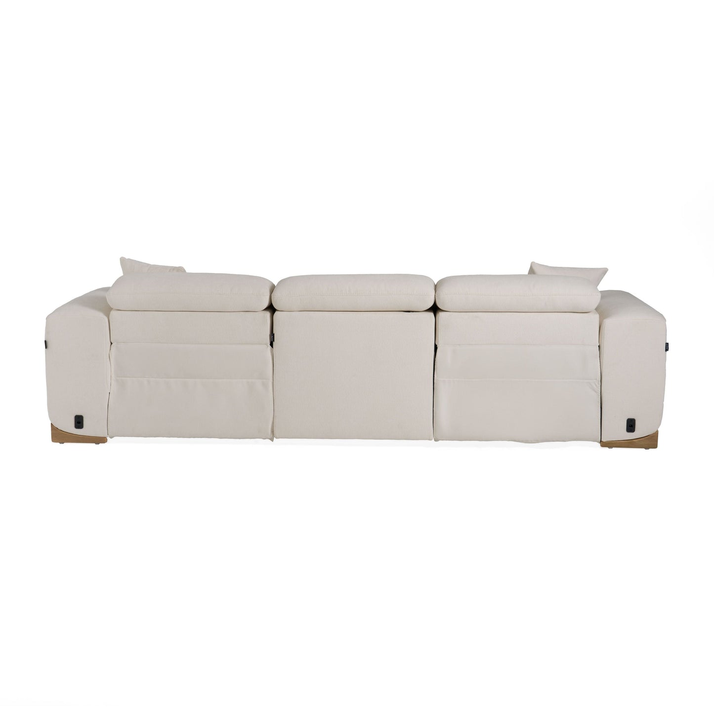 Modern Off-White Fabric Sofa With 2 Power Recliners