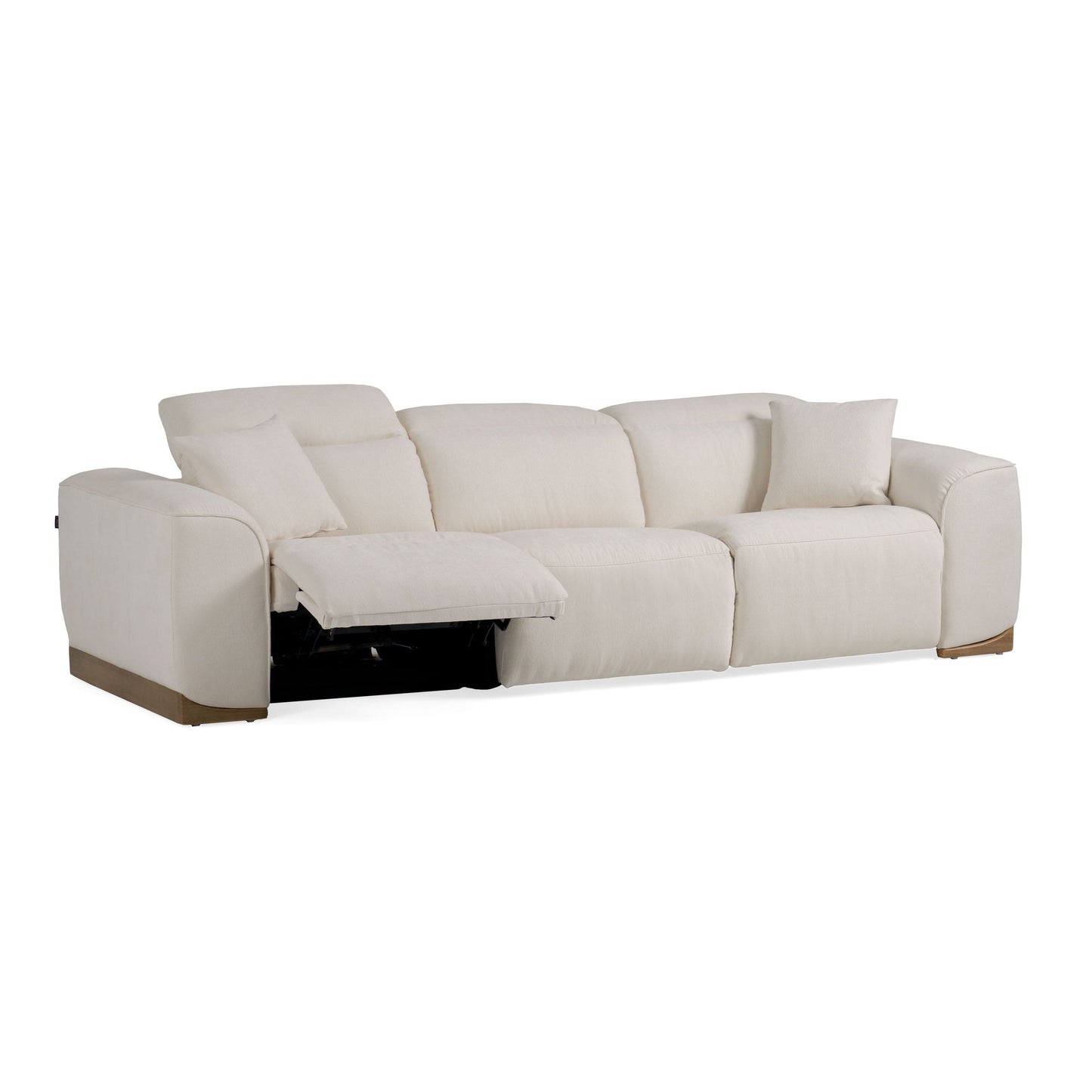 Modern Off-White Fabric Sofa With 2 Power Recliners