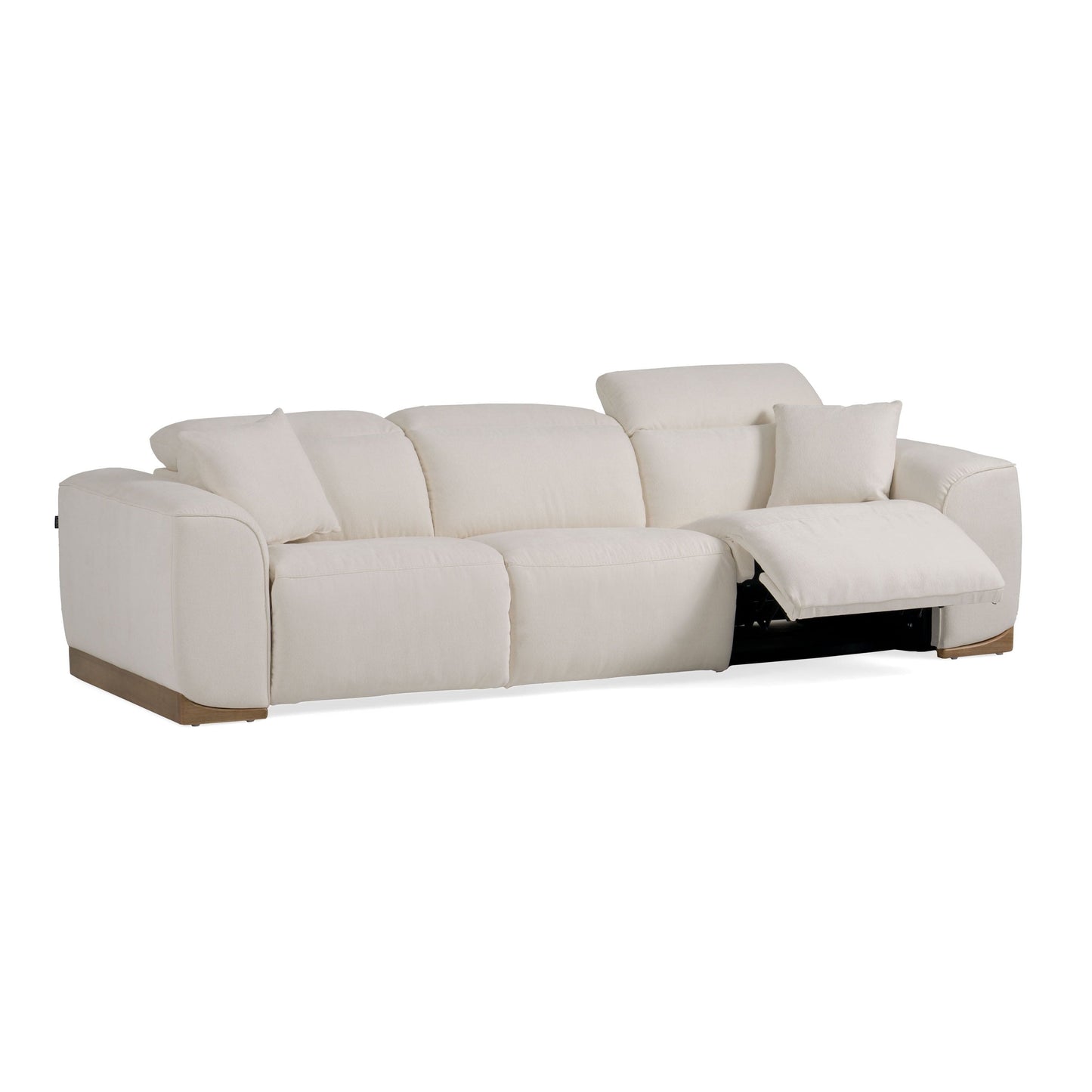 Modern Off-White Fabric Sofa With 2 Power Recliners