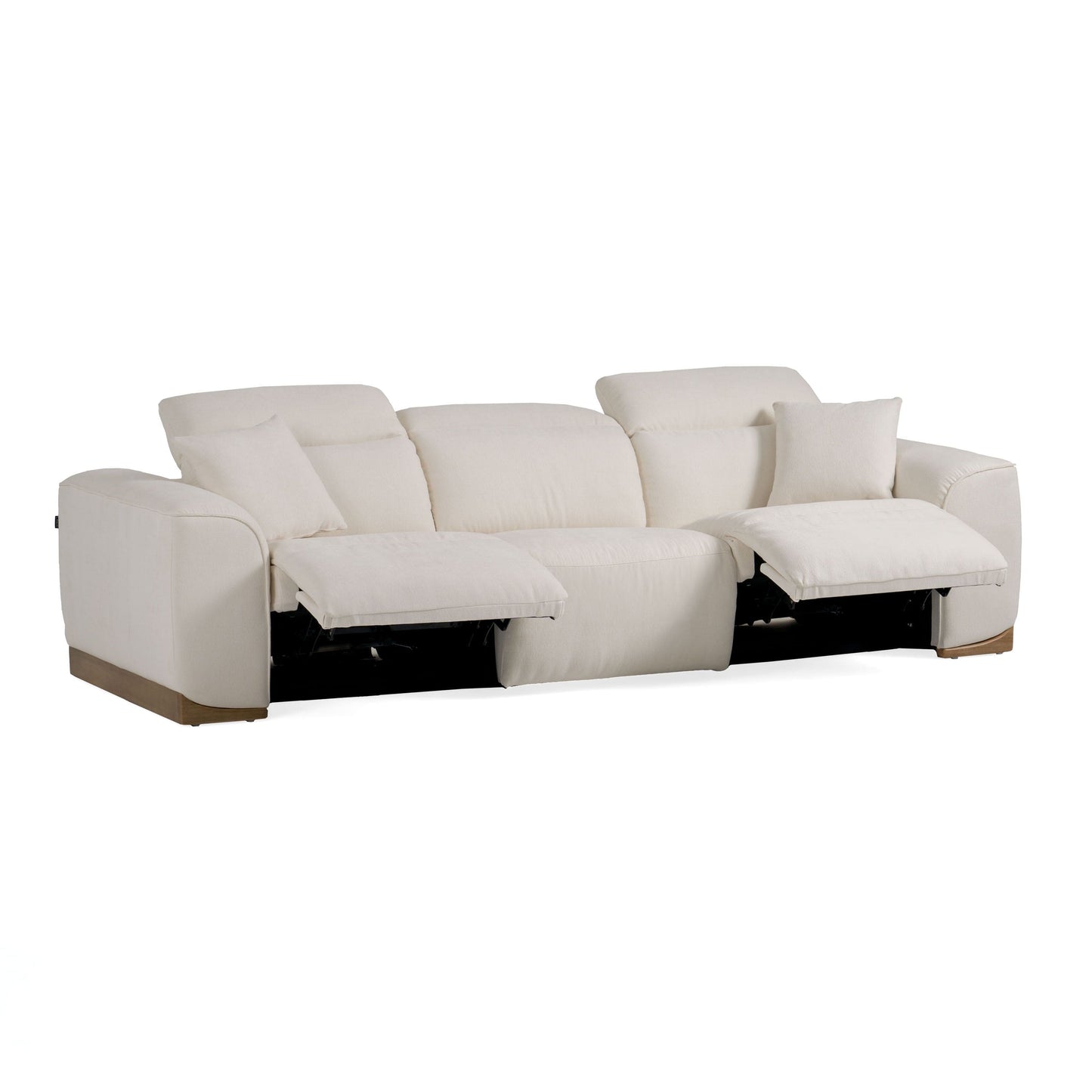 Modern Off-White Fabric Sofa With 2 Power Recliners