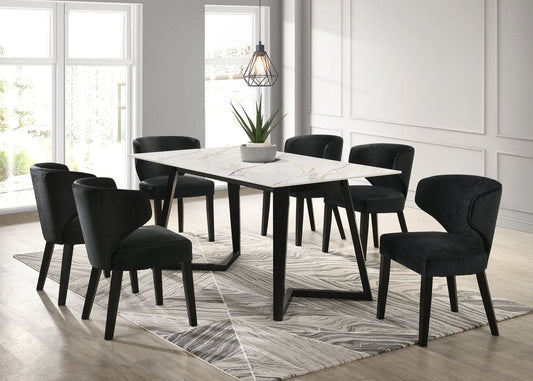 Hamilton WHITE Black Dining Table + 6 Chair Set