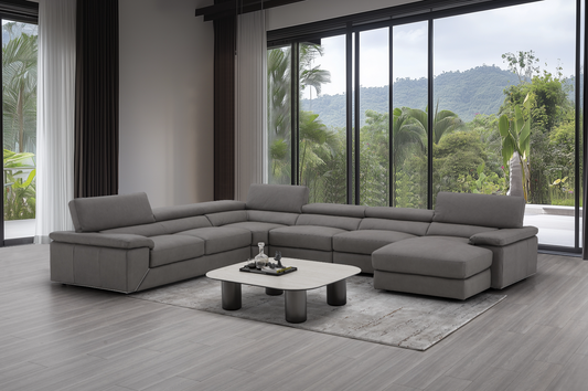 Kobe Premium Leather Sectional in Truffle