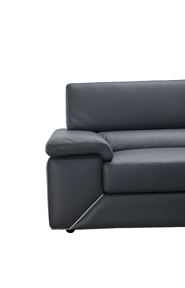 Kobe Premium Leather Sectional in Blue Grey