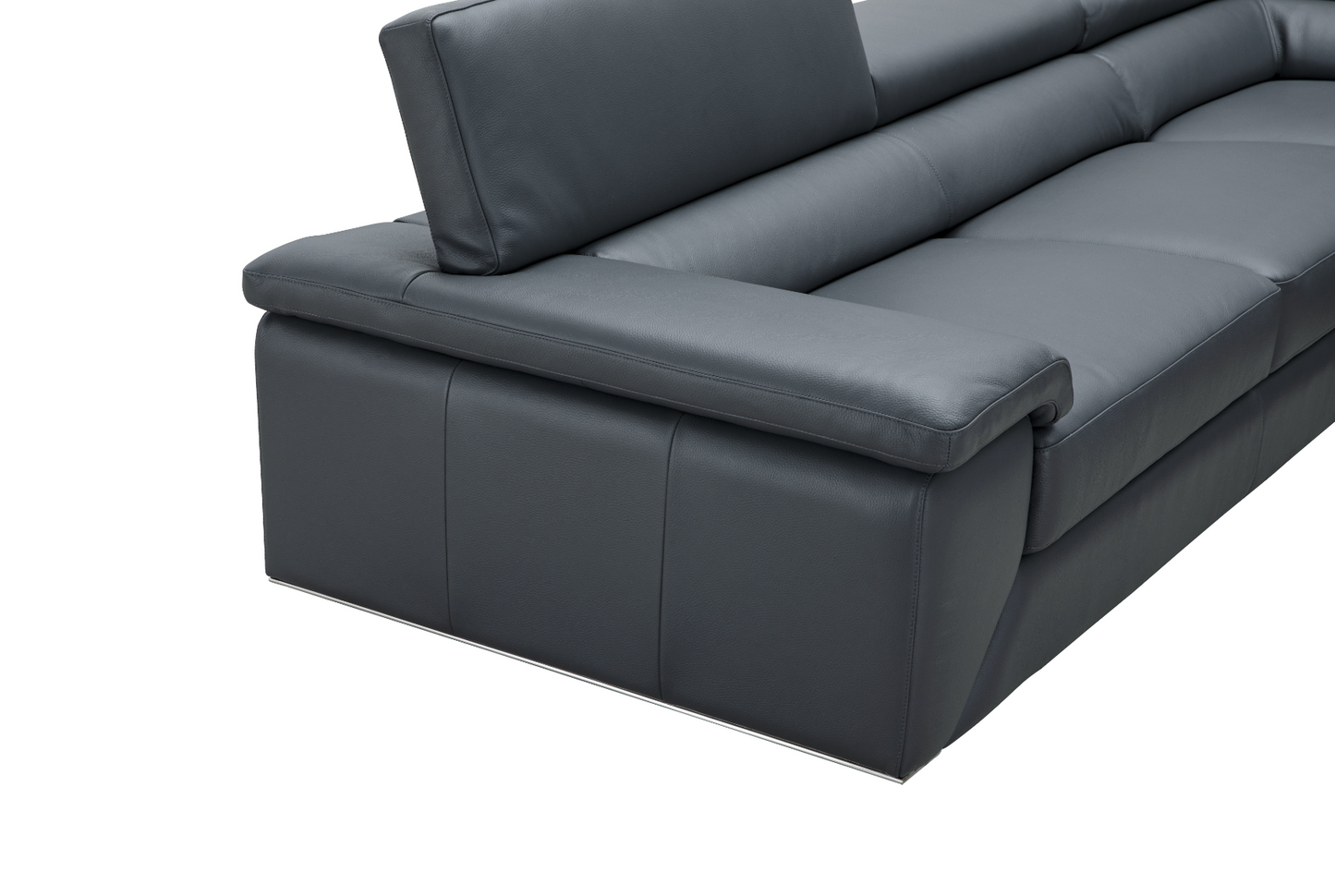 Kobe Premium Leather Sectional in Blue Grey