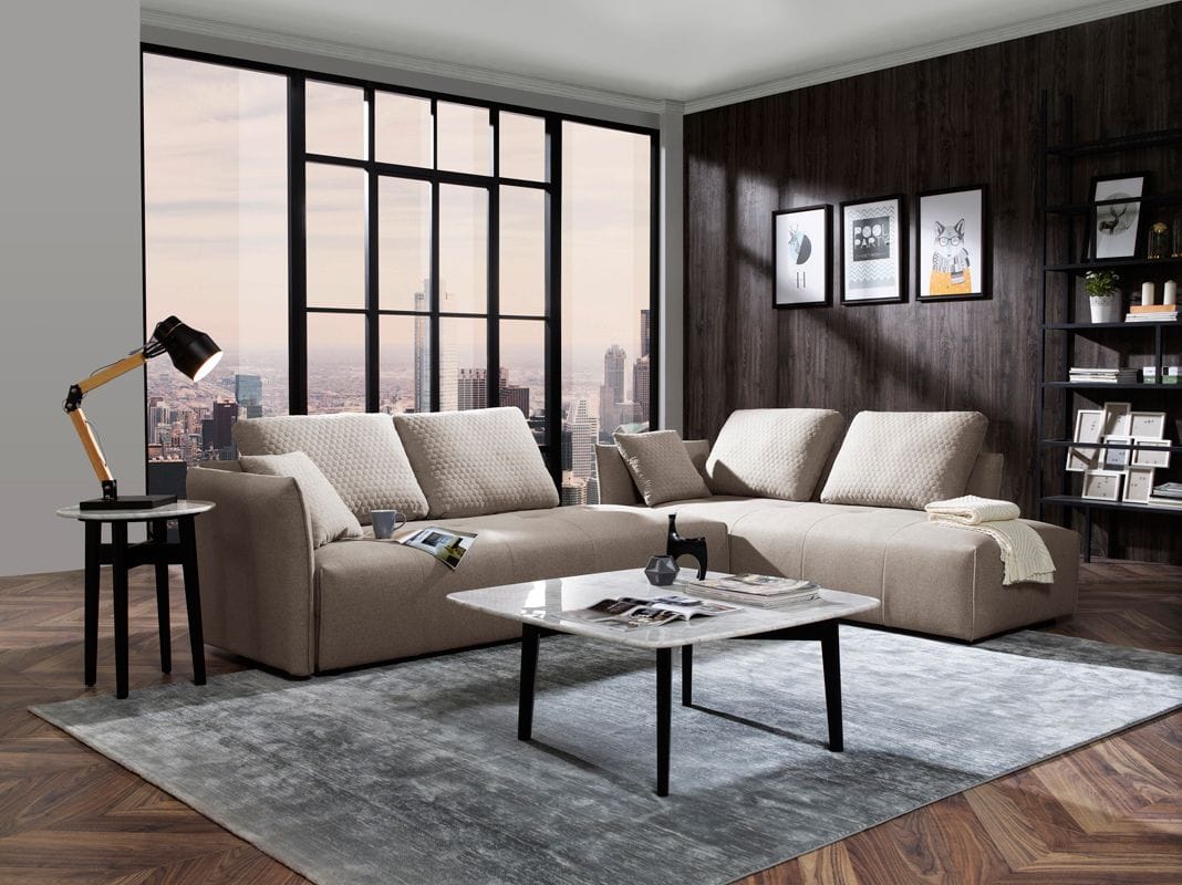 Divani Casa - Polson Modern Light Grey Fabric Modular  Sectional Sofa Bed