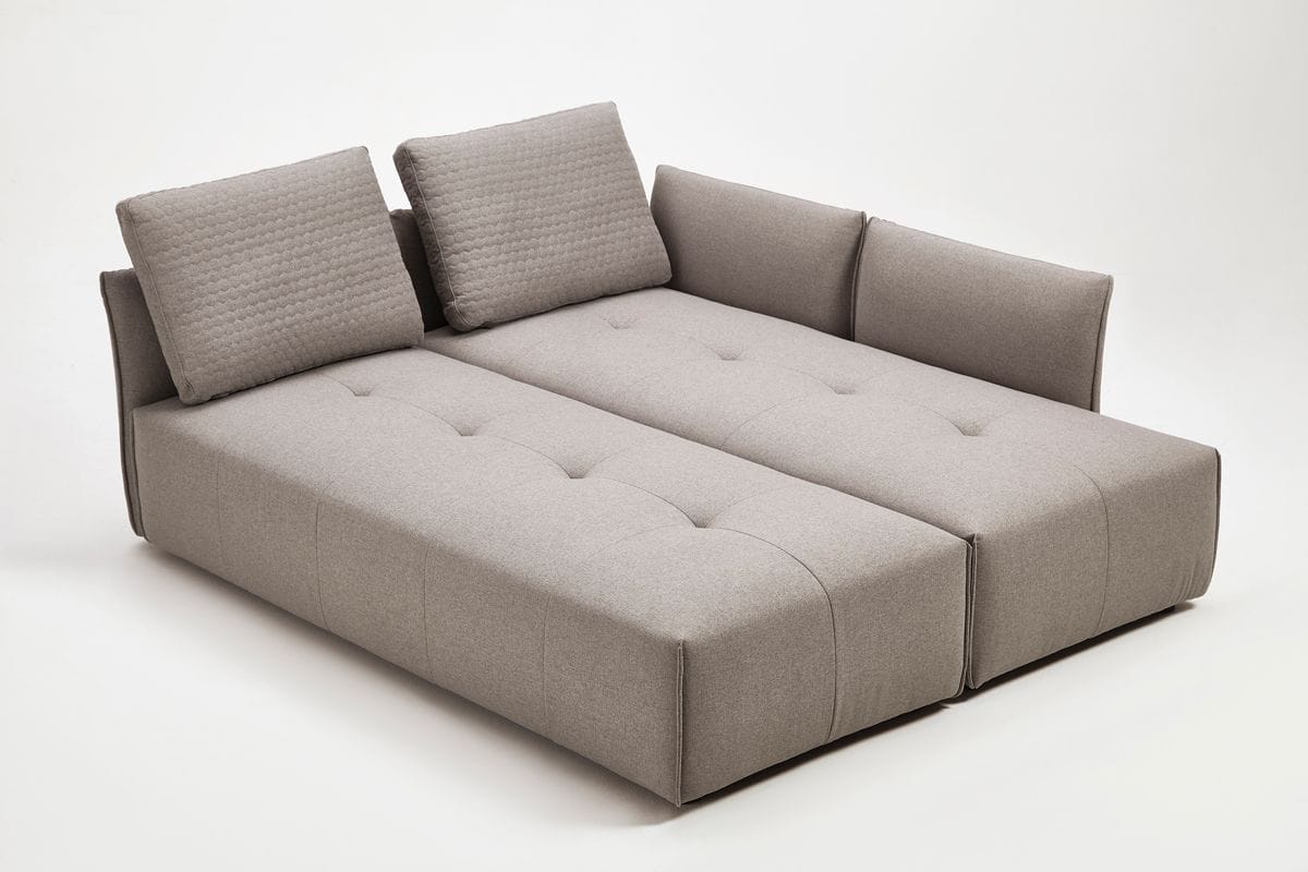 Divani Casa - Polson Modern Light Grey Fabric Modular  Sectional Sofa Bed
