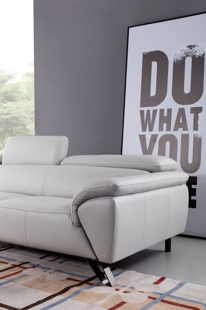 EK-L8002M Light Gray Italian Top Grain Leather Sectional Sofa Set