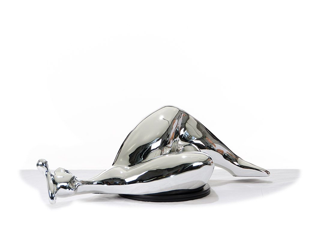 SZ0228 Modern Silver Napping Lady Sculpture