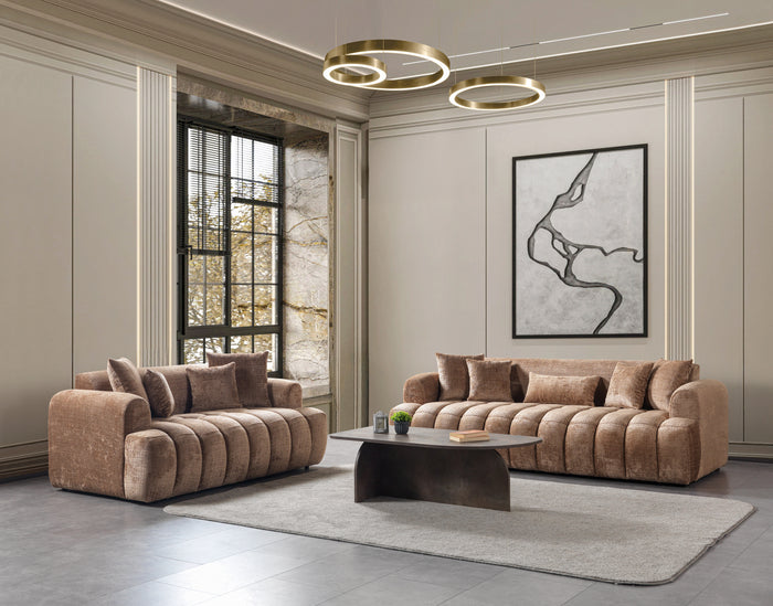 Yulia Coffee Boucle Sofa & Loveseat