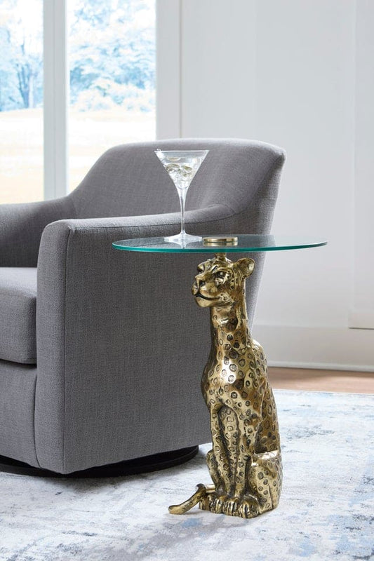 Leopard Gold Accent Table Sculpture