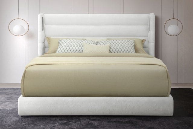 Hero White Platform Bed (w/ Bluetooth Speaker)