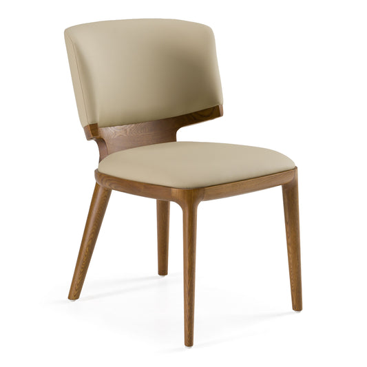 Stanley - Contemporary Beige Leatherette and Walnut Dining Chair (Set of 2)