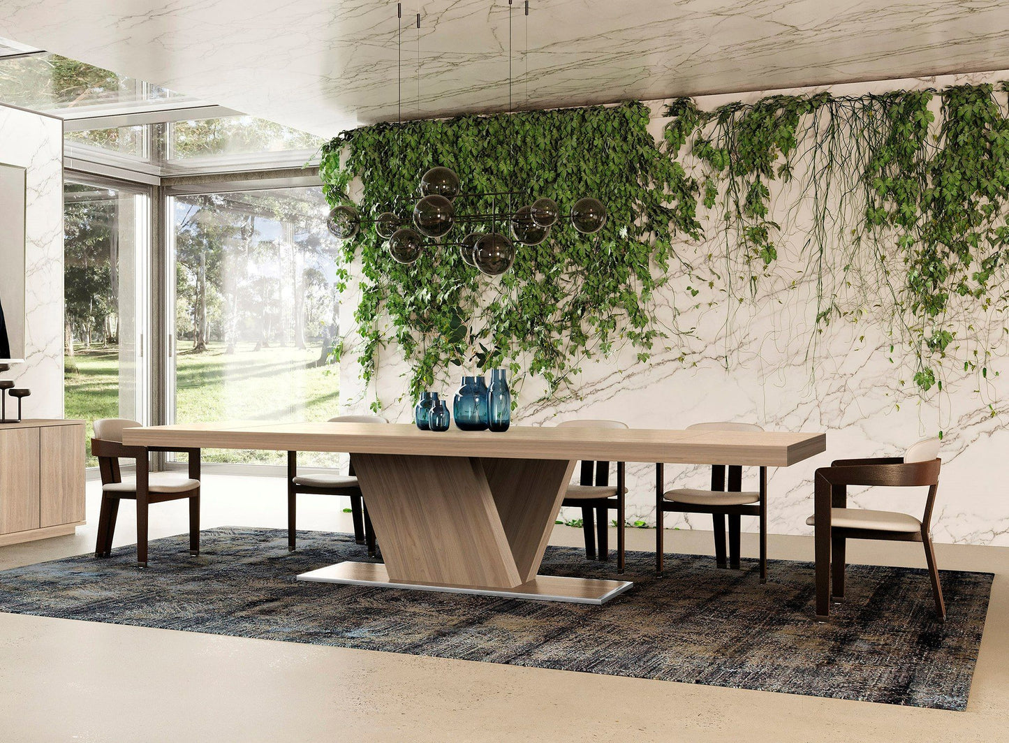 Victoria - Italian Modern Walnut Caracalla Extendable Dining Table