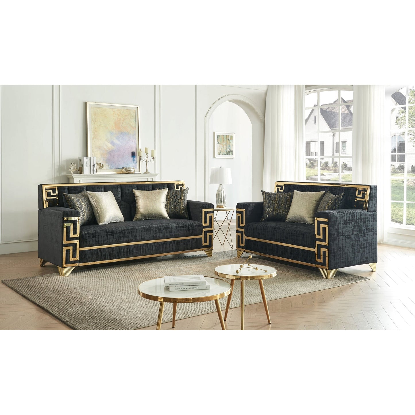 Hira Living room set (Black & Gold)