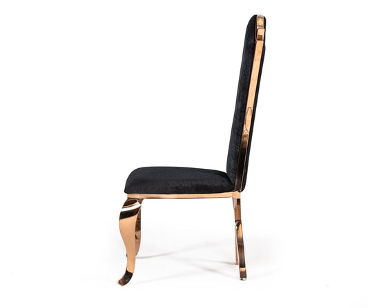 Modrest Bonnie Transitional Black Velvet & Rosegold Dining Chair (Set of 2)