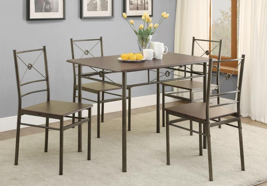 Anna 5-piece Rectangular Dining Set Dark Bronze