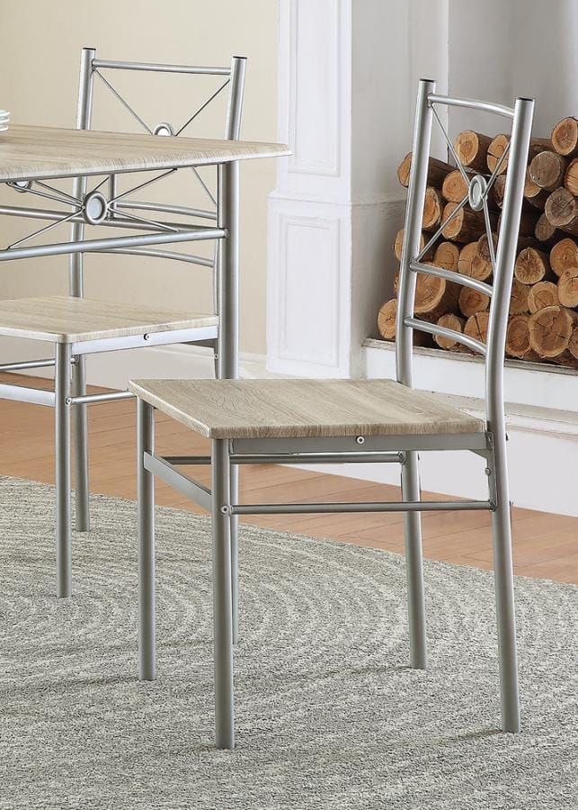 Fontana 5-piece Rectangular Dining Set Brushed Silver