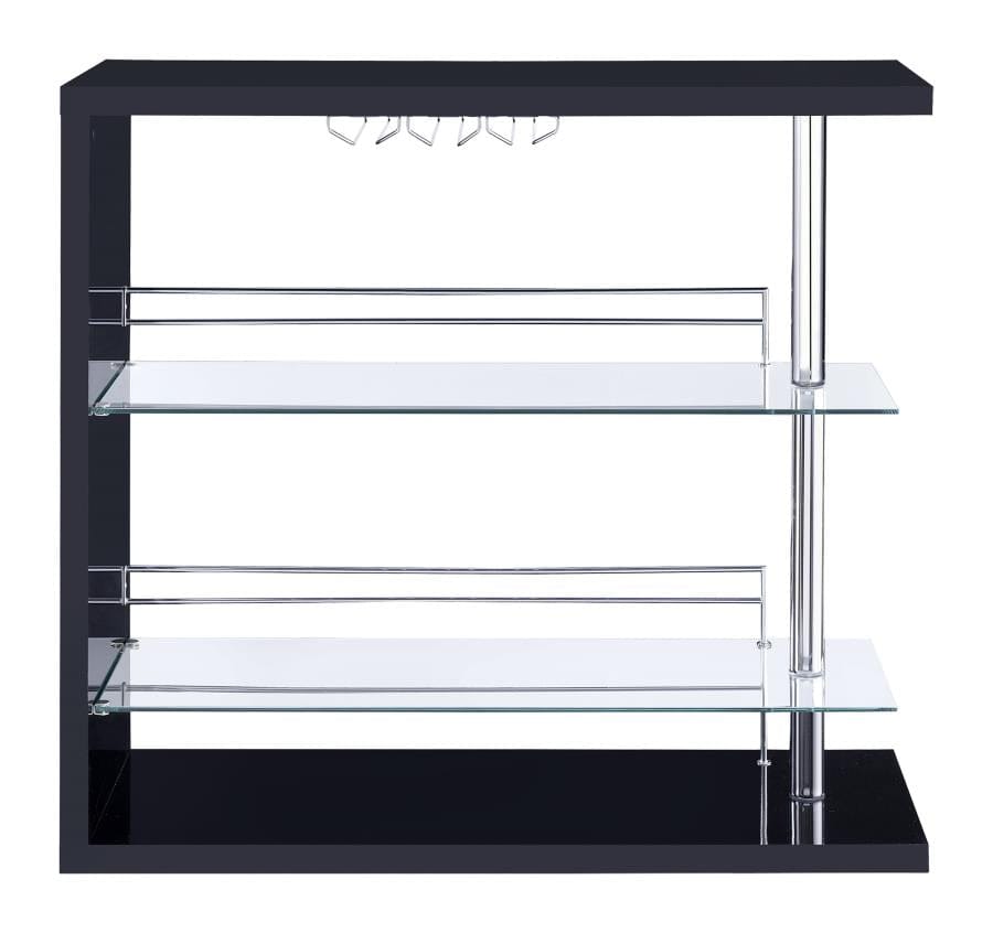 Prescott Rectangular 2-shelf Bar Unit Glossy Black