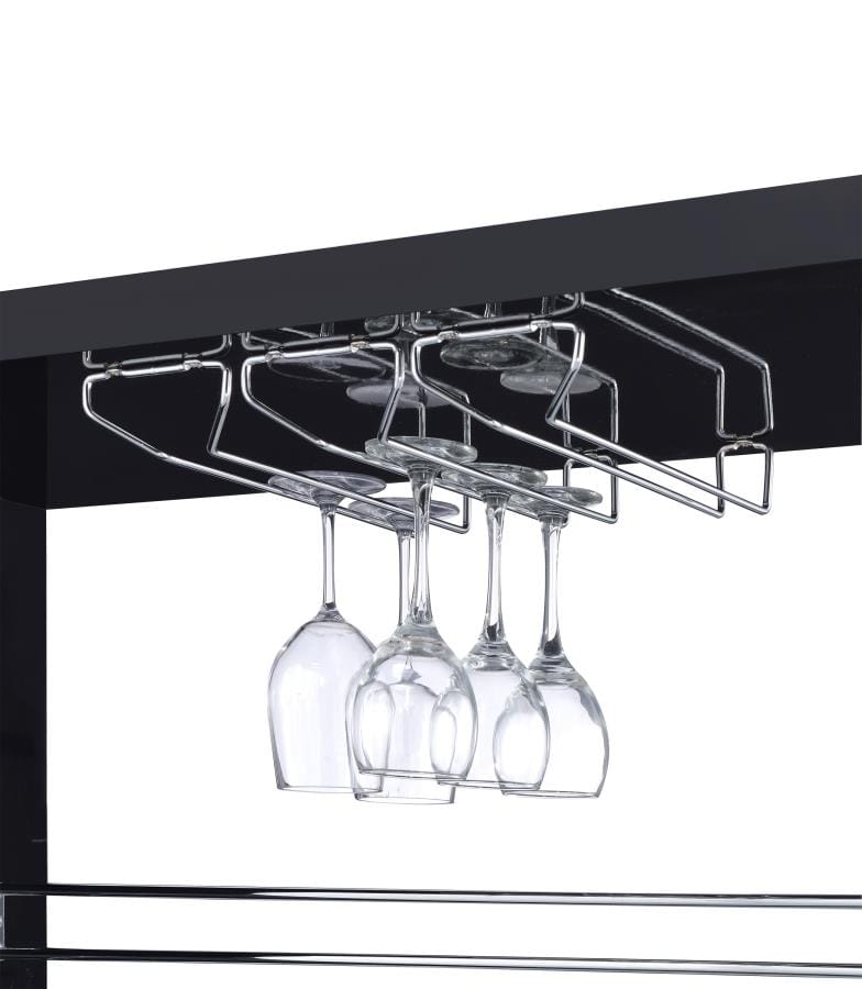 Prescott Rectangular 2-shelf Bar Unit Glossy Black