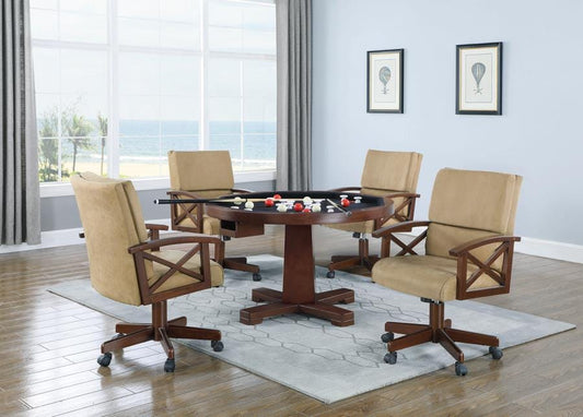 Marietta 5-piece Game Table Set Tobacco and Tan