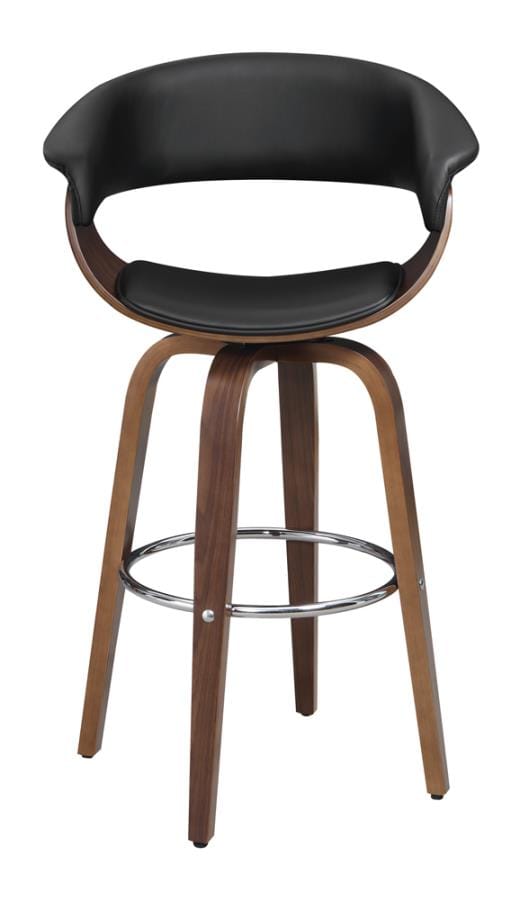 Zion Upholstered Swivel Bar Stool Walnut and Black