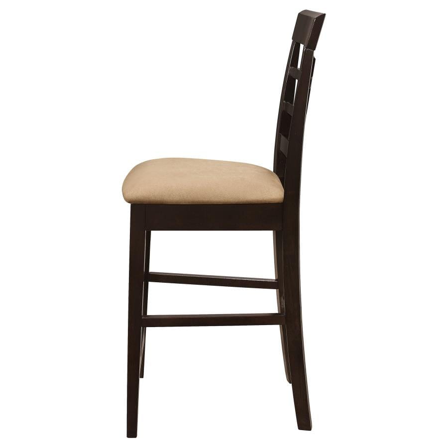 Clanton Upholstered Counter Height Stools Cappuccino and Beige (Set of 2)