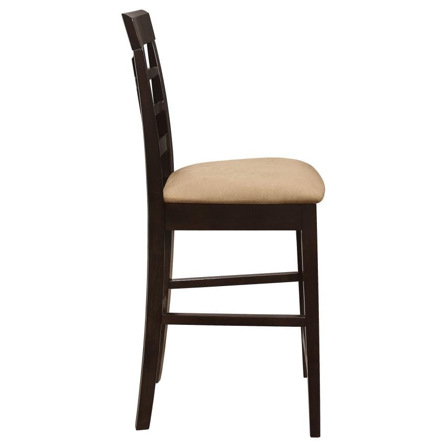 Clanton Upholstered Counter Height Stools Cappuccino and Beige (Set of 2)