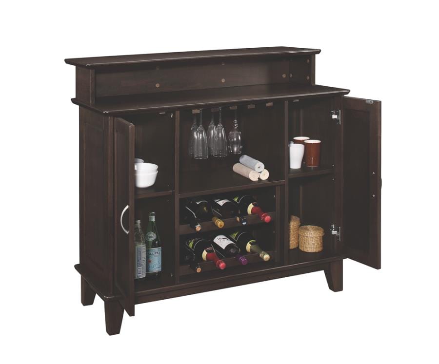 Caraway 2-door Bar Unit with Adjustable Shelves Cappuccino